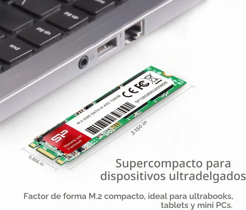 Vista 2 de Silicon Power 128GB A55 M.2 SSD (caché SLC para aumento de velocidad) SATA III unidad de estado sólido interna 2280 (SU128GBSS3A55M28AB)