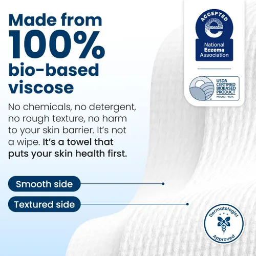 Vista 7 de Clean Skin Club Clean Towels, toalla facial 100% a base de plantas USDA, toalla facial desechable, aceptada por la asociación de eccemas, toallitas