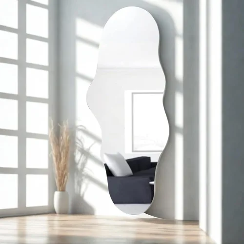 Vista 10 de BST FURNH Espejo de pared de longitud completa para cuerpo, espejo de tocador de piso, sin marco, forma irregular, 28 x 19 pulgadas