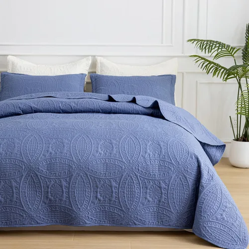 Vista 12 de SheRest - Juego de colcha individual - colcha de cama suave y transpirable, colcha con relieve de estilo moderno, colcha de microfibra ligera
