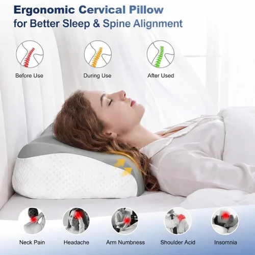 Vista 2 de VYLEE Almohada cervical cervical para dormir, almohadas ergonómicas