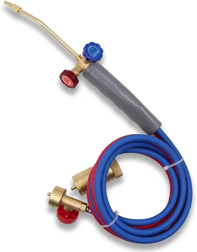 Vista 8 de Kit de antorcha de oxígeno MAPP con medidor de presión con soporte de tanque, gafas y encendedor de chispa de pedernal