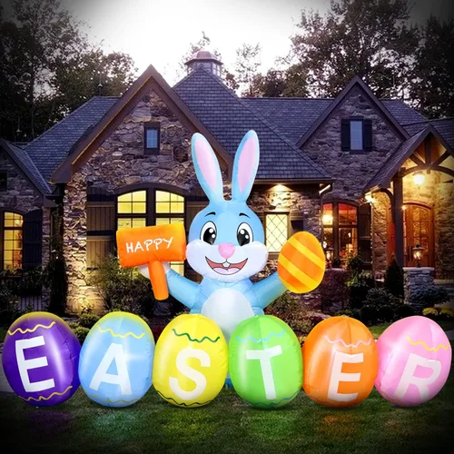 Vista 17 de Decoraciones inflables de Pascua para exteriores de 6 pies, con luces LED integradas, decoración de patio, para fiestas de Pascua, al aire libre