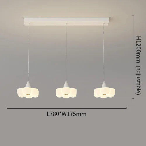 Vista 4 de Lámpara colgante de flor francesa moderna de 3 luces, lámpara de comedor con pantalla PE de 36 W, cable ajustable para isla de cocina, accesorio