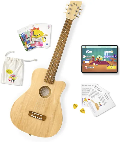 Vista 9 de Loog Pro VI Acoustic - Guitarra real acústica para niños principiantes de tamaño compacto, edades 9+, con aplicación de aprendizaje y lecciones