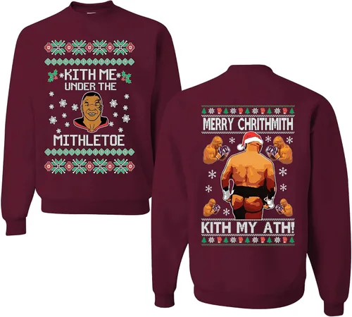 Vista 4 de wild custom apparel Merry Chrithmith Kith My Ath suéter feo de Navidad divertido con cuello redondo sudadera Negro
