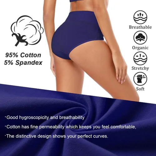 Vista 2 de Molasus - Ropa interior de algodón para mujer, cintura alta, cobertura total, tallas regulares y grandes