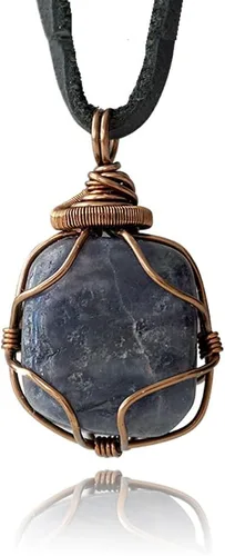 Vista 17 de Designs by Nature Gems Collar de cristal de piedra natal para hombre - Bronce antiguo