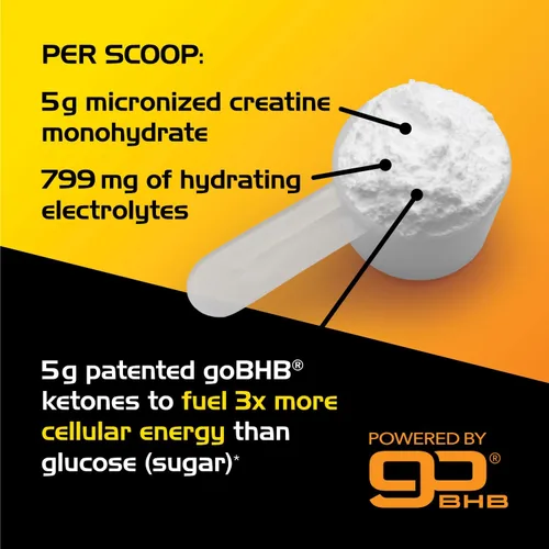 Vista 2 de Polvo de monohidrato de creatina micronizada, sin estimulación, preentrenamiento con creatina 0.18 oz y electrolitos patentados goBHB para mejorar