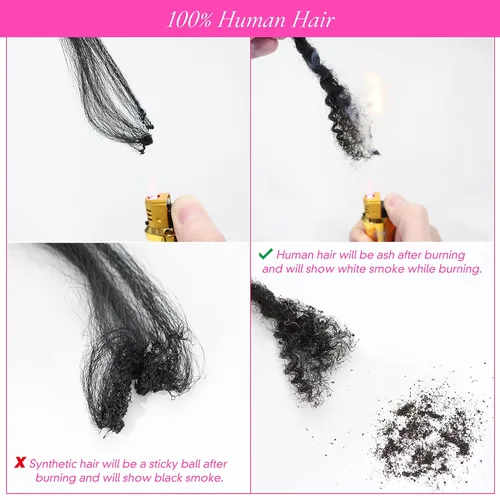Vista 4 de Extensiones de cabello humano texturizado con extremos rizados, extensiones de cabello humano completamente hechas a mano para mujeres/hombres, se