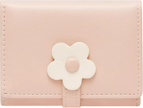 Vista 7 de Sunwel Fashion Pequeña y bonita cartera de tres pliegues delgada cartera con ventana de identificación/foto tarjetero con hebilla