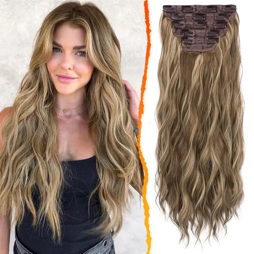 Vista 12 de BARSDAR Extensiones de cabello ondulado con clip negro marrón - 14 pulgadas, extensiones de cabello corto ondulado con clip para mujer - 5 piezas