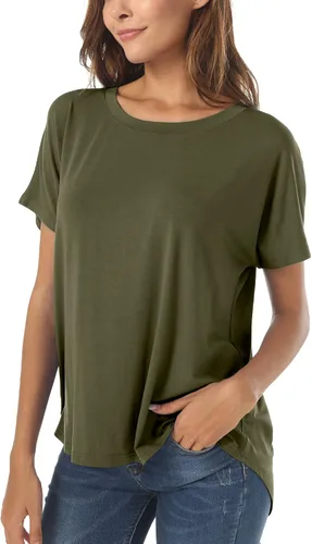 Vista 8 de Herou Camiseta Casual de Verano de Manga Corta Estilo Alto-Bajo Holgada Camisetas Básicas para Mujeres