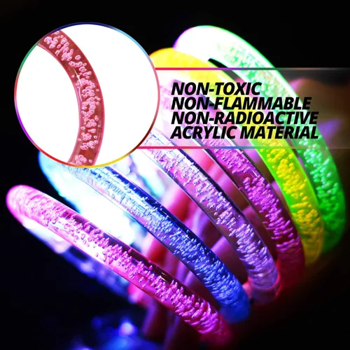 Vista 3 de Novelty Place Juego de 12 pulseras LED brillantes – Juguetes iluminados para fiestas de niños y adultos – Accesorios que brillan en la oscuridad