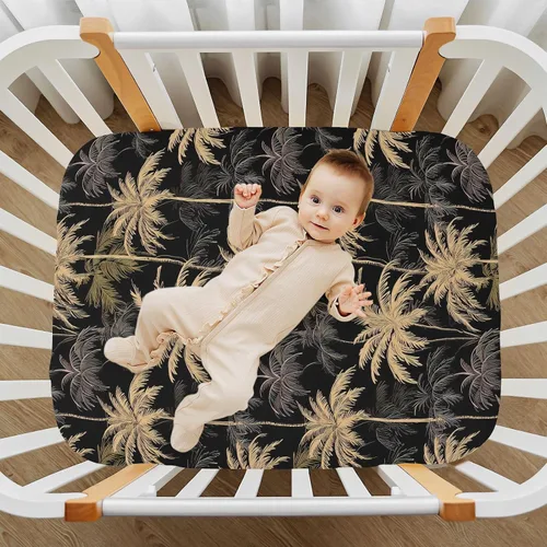 Vista 7 de Fitted Crib Sheets Tropical Palm Trees Mini Crib Sheets for Boy & Girl Toddler Mattress Sheets Playard Sheet 21216004