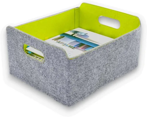 Vista 11 de Welaxy Cestas de almacenamiento plegables de fieltro, cubos de almacenamiento para estantes, caja de fieltro para niños, juguetes, revistas, libros