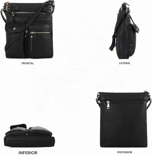 Vista 3 de SG SUGU Katie Bolso Bandolera Ligero Mediano Bolso de Hombro con Múltiples Bolsillos para Mujer Negro