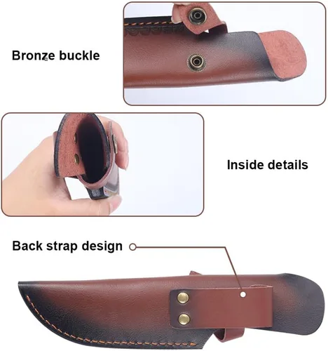 Vista 2 de MiOYOOW Funda de cuero para cuchillo, funda retro en relieve para cinturón para hoja de 4.7 x 1.6 pulgadas