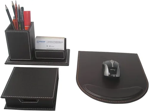 Vista 9 de KINGFOM Juego de organizador de escritorio de oficina T102-3PCS/suministros de oficina Ecológico de cuero sintético incluye soporte para caja