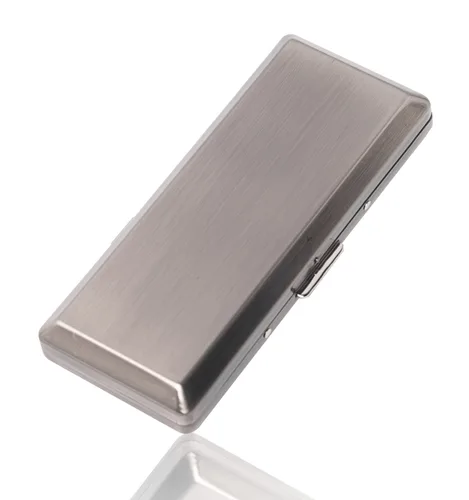 Vista 11 de Hermosa y elegante caja de cigarrillos de metal simple para damas y hombres con capacidad para 10 cigarrillos de 3.937 in (pistola de hierba negro)