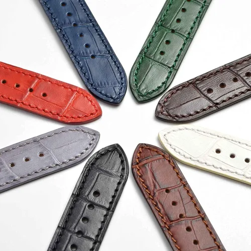 Vista 7 de WOCCI Watch Bands, Italian Leather, Embossed Alligator Grain, Choose Color & Width 14mm 18mm 19mm 20mm 21mm 22mm