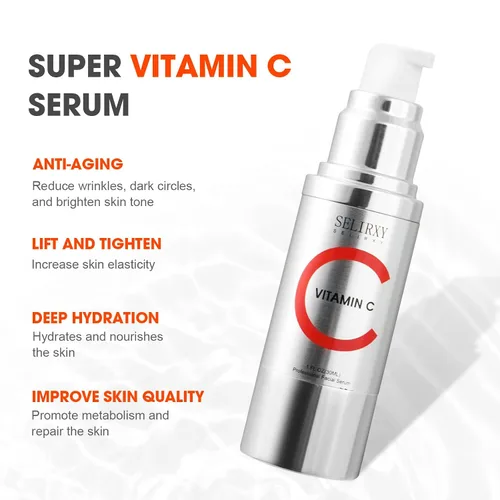 Vista 2 de Suero súper vitamina C para mujeres mayores de 70 años, paquete total todo en uno, suero facial para piel madura, hidratante, levantamiento