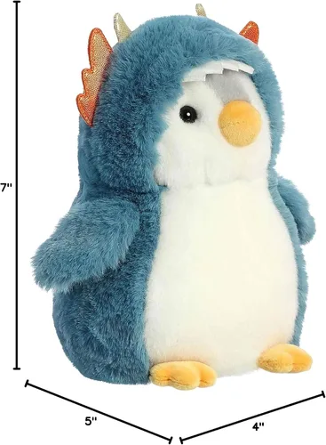 Vista 6 de Aurora® Juguetón Pompom Penguin™ Animal de peluche – Compañeros vibrantes para abrazos cálidos – Perfecto para adultos, niños y cumpleaños – Azul 7