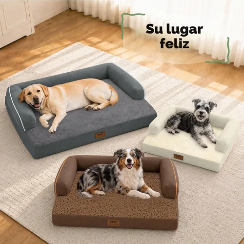 Vista 6 de MEKIY Cama ortopédica impermeable para perros, sofá para mascotas con cojín Gris oscuro