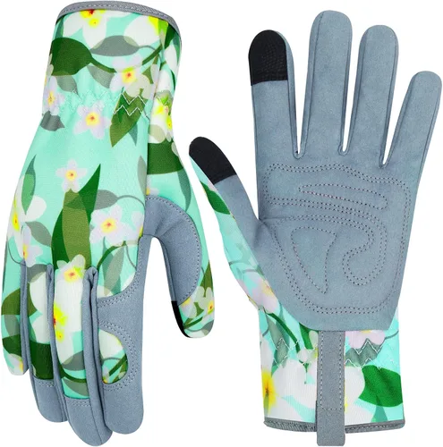 Vista 30 de Guantes de Jardinería de Cuero MERTURN para Mujeres, Guantes de Jardín a Prueba de Espinas, Guantes de Trabajo Compatibles con Pantalla Táctil