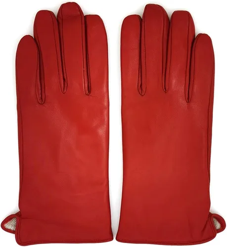 Vista 2 de ZLUXURQ Guantes de piel de cordero suave para mujer, con forro de cachemira