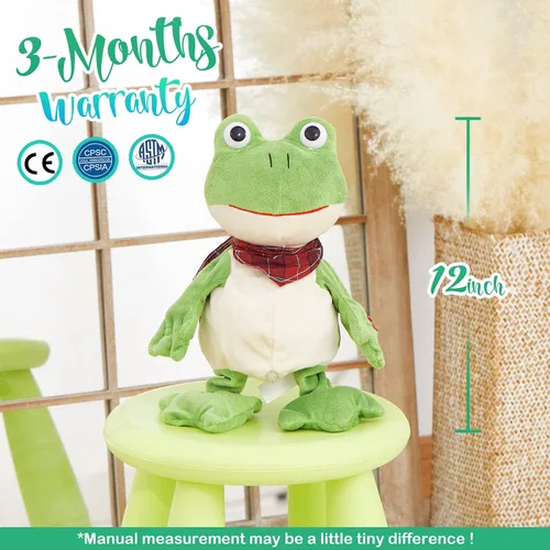 Vista 6 de Houwsbaby rana verde de 30 cm juguete rana que croa animal de peluche musical saltarín rana frondosa que se sacude y agita peluche animado juguete