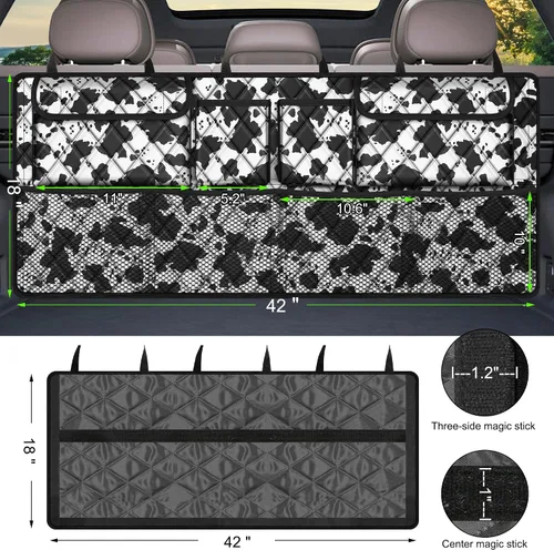Vista 3 de Organizador de maletero Femuar, organizador de cajuela de gran capacidad (106,7*45,7 cm), bolsa de almacenamiento plegable para el coche con 8