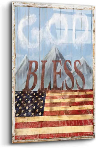 Vista 2 de Epic Art 'God Bless America' de Ed Wargo, arte de pared de cristal acrílico, 12 x 16 pulgadas