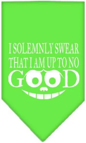 Vista 4 de Bandana serigrafiada para mascotas y perros, con texto "I Solemnly Swear That I Am Up To No Good" Cocoa S