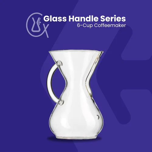 Vista 2 de Chemex Cafetera vertida, mango de vidrio de colores, 6 tazas de 30 onzas, dorado