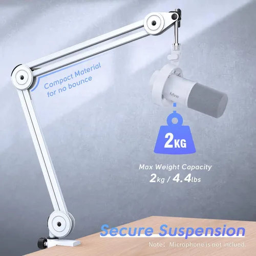 Vista 2 de FIFINE Soporte de Brazo para Micrófono, Soporte de Micrófono de Metal Resistente, Brazo de Suspensión de Tijera Ajustable para Grabación de Podcast