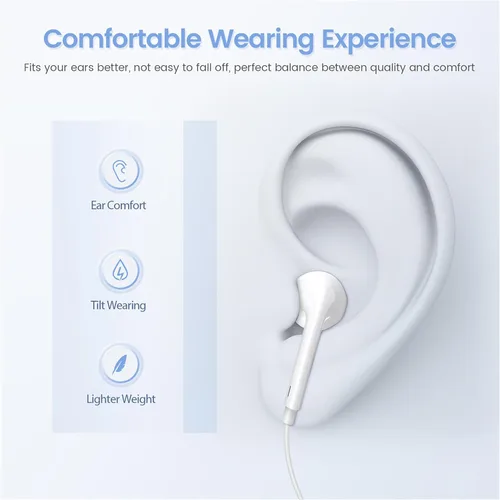 Vista 4 de Auriculares USB C para iPhone 17, auriculares tipo C con cable con micrófono y control remoto, auriculares con cancelación de ruido, compatibles