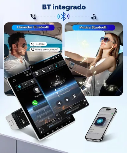 Vista 6 de Estéreo para automóvil con pantalla táctil giratoria de 10.1 pulgadas mejorada 2026 CarPlay inalámbrico y Android Auto AM FM Bluetooth 5.2