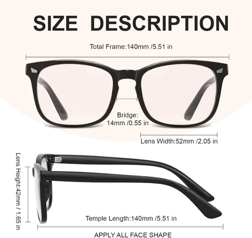 Vista 5 de hunsquer Gafas de luz azul para mujer/hombre, gafas de luz azul para computadora