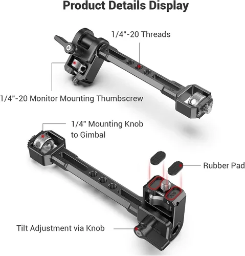 Vista 2 de SMALLRIG Soporte de monitor de cámara ajustable para DJI Ronin-S/Ronin-SC y ZHIYUN Crane 2S/Crane 3/3S/WEEBILL-S y MOZA AirCross 2 Gimbals - 2889