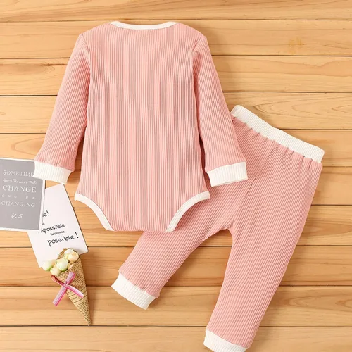 Vista 2 de Enterizo rosa y pantalones de punto para bebé para otoño e invierno