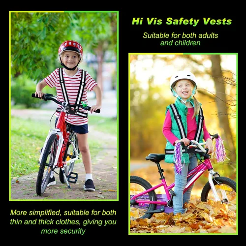 Vista 5 de Hercicy 20 chalecos reflectantes de alta visibilidad, correas ajustables para equipo de correr, reflector ligero para construcción (negro)