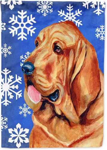 Vista 30 de Caroline's Treasures SC9374GF Bulldog English Snow flakes Holiday Garden Flag Buzón Bandera decorativa para patio exterior, patio, obras de arte