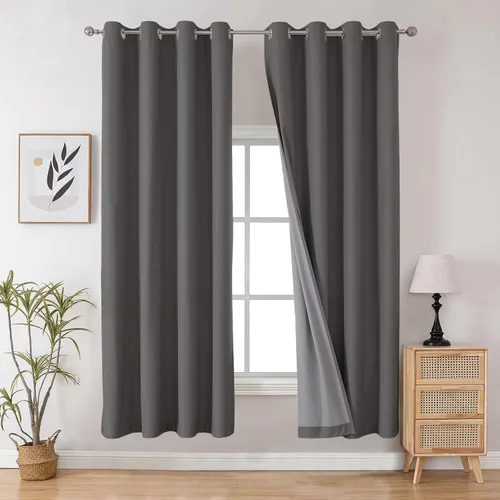 Vista 33 de Joydeco - Juego de 2 paneles de cortinas opacas de 63 pulgadas, 2 cortinas largas con aislamiento térmico burg, cortinas de oscurecimiento