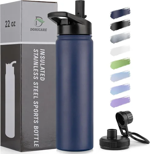 Vista 87 de DOMICARE Botella de agua para niños de 16 onzas para la escuela, de acero inoxidable, con aislamiento al vacío de doble pared, botella de agua