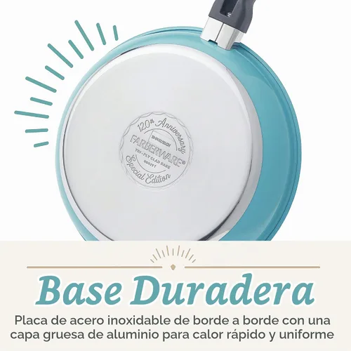 Vista 6 de Farberware Juego de 120 ollas y sartenes de acero inoxidable de edición limitada con herramientas de cocina Prestige, 10 piezas, color azul Azul