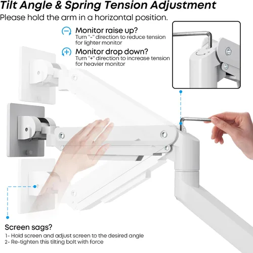 Vista 4 de Brazo de monitor de alta resistencia para pantallas de 17 a 49 pulgadas de hasta 44 libras, soporte de escritorio de abrazadera única ultraancho
