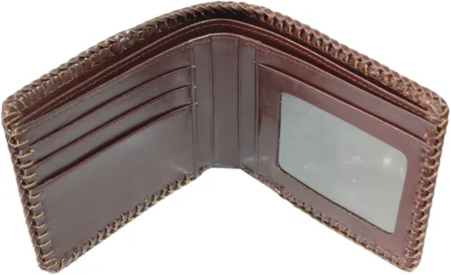 Vista 4 de Cartera de piel de cocodrilo auténtica piel de cocodrilo para hombre color rojo marrón