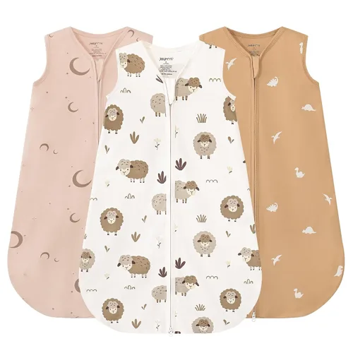 Vista 11 de JELLYMONI Saco de dormir para bebé de 0 a 6 meses, 100% algodón, paquete de 3, 0.5 TOG, manta vestible para bebé, saco de dormir para bebé