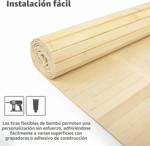 Vista 5 de Art3d - Panel de bambú natural para decoración de pared interior, panel de revestimiento de poste, techo, muebles, gabinete, oficina, 12 x 96 Crudo
